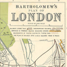 The image is a vintage map of London, showing railways, roads, and other transportation infrastructure.