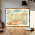 The image is a framed vintage map of the Arctic region, depicting the Arctic Ocean and surrounding landmasses.