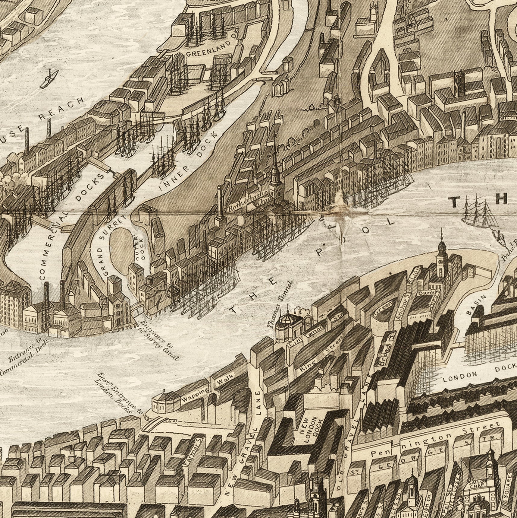 The image is a detailed map of a city, showing various landmarks, streets, and buildings.