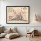 The image is a framed vintage map of Brighton, showing the city's layout and surrounding areas.