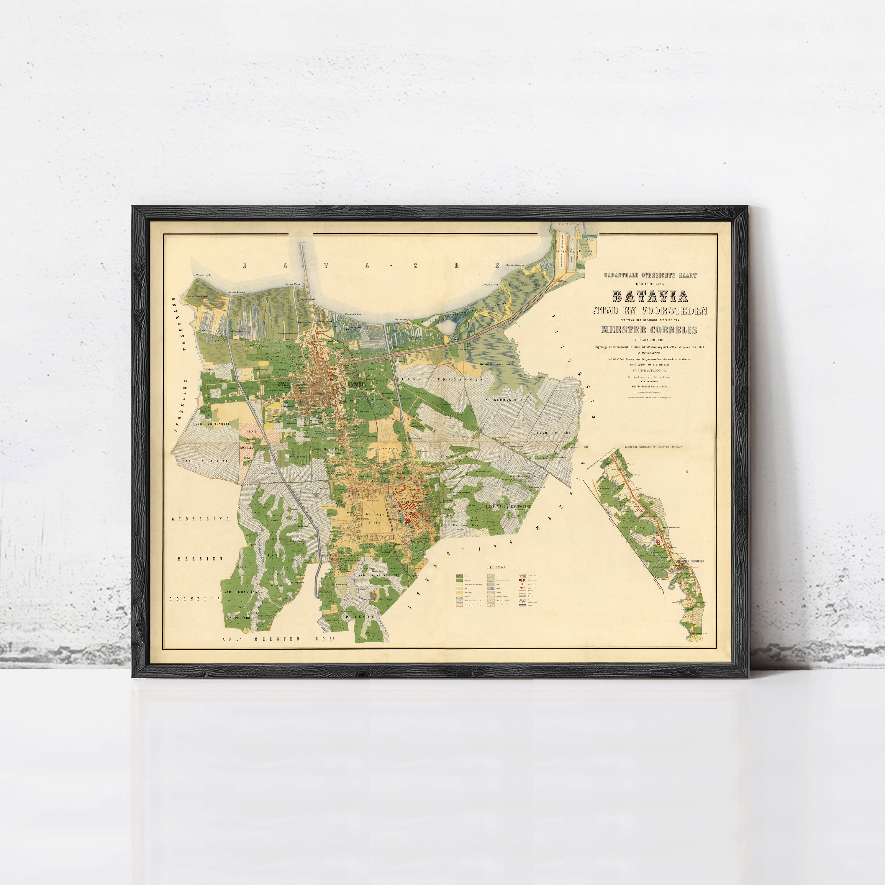 The image is a framed map of Batavia, Czech Republic, dated 1872.