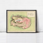 The image is a framed map of the island of Saint Michel, located in the Mediterranean Sea.