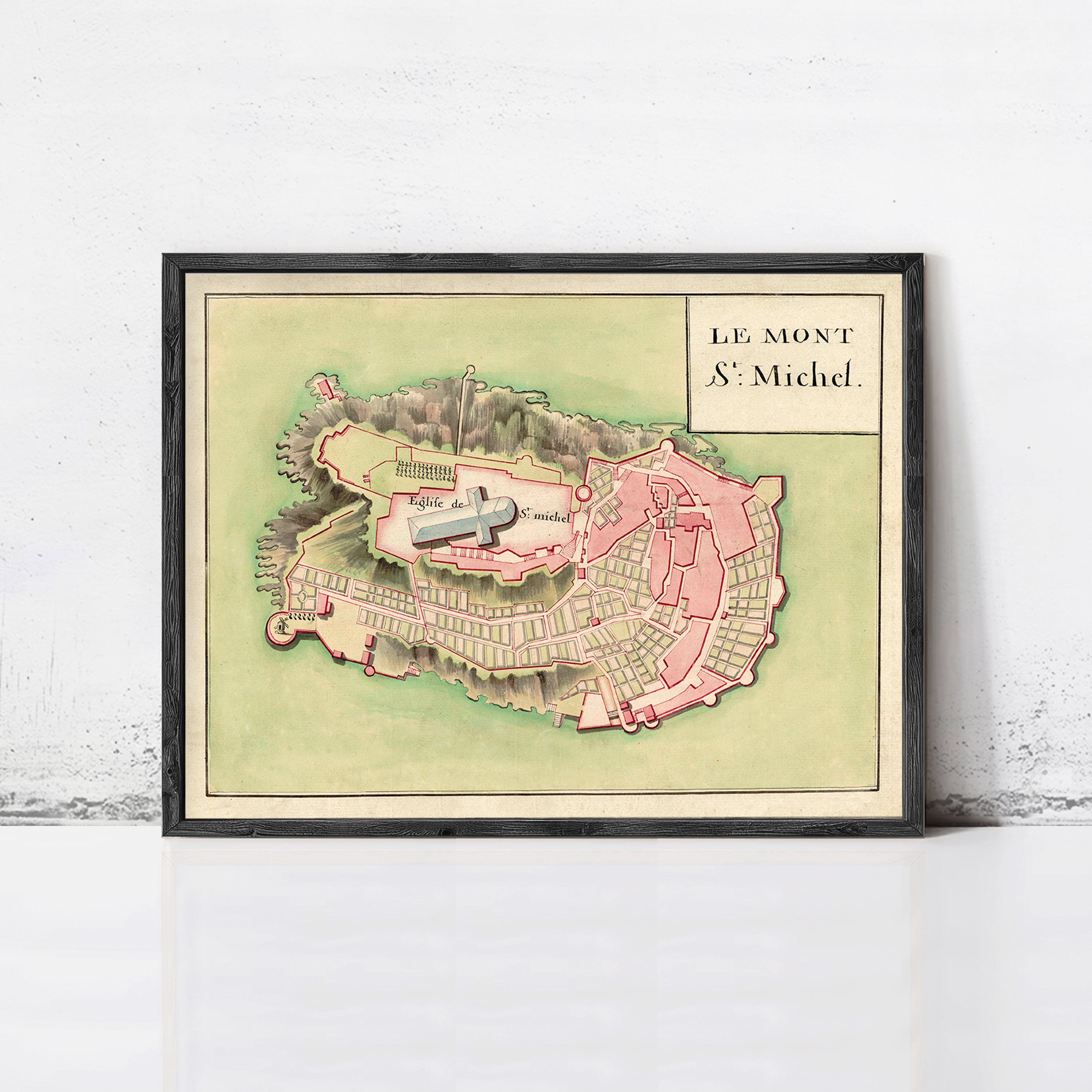 The image is a framed map of the island of Saint Michel, located in the Mediterranean Sea.