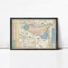 The image is a framed vintage map of the Mediterranean region, depicting various countries and geographical features.