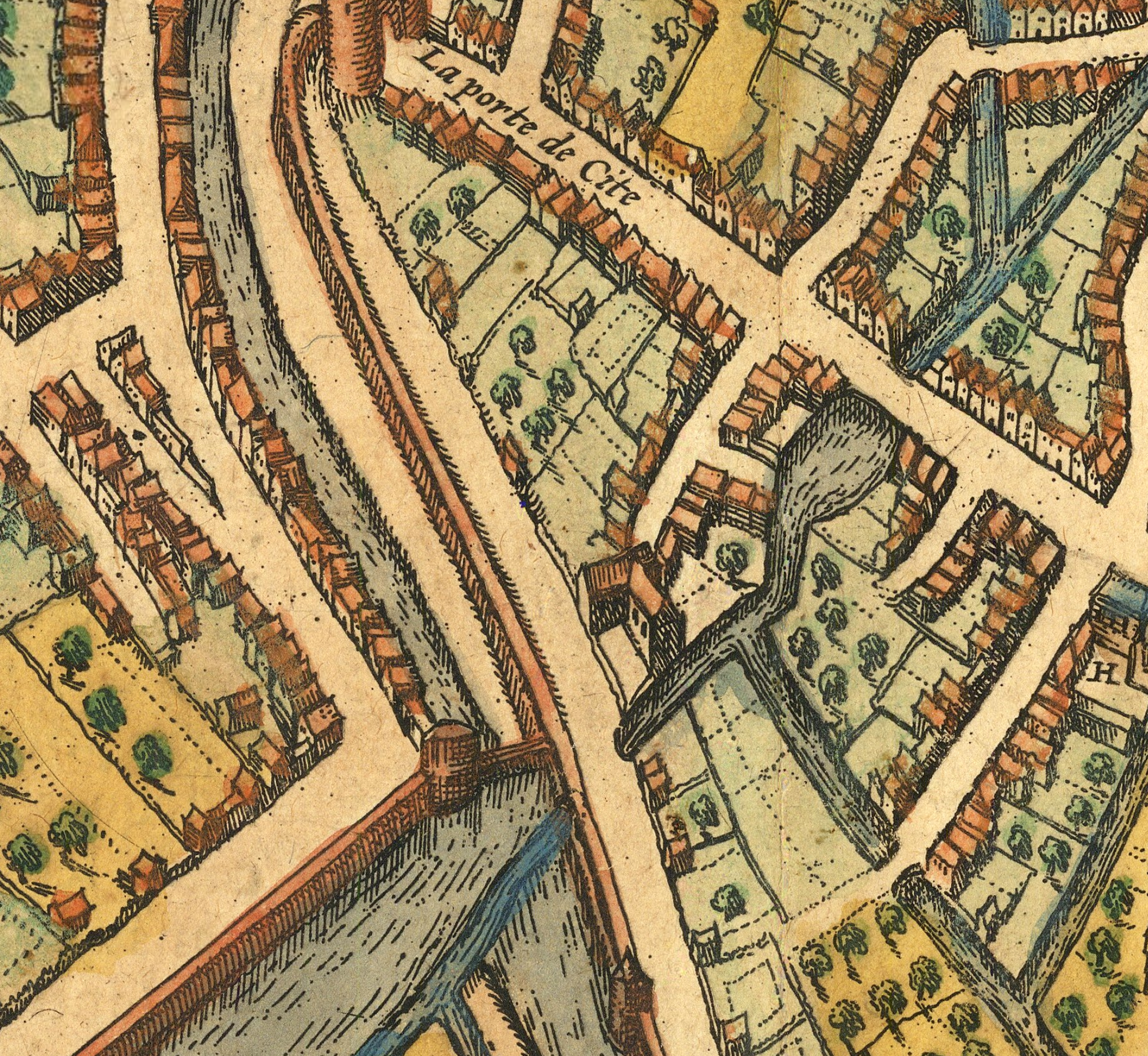 The image is a detailed map of a city, showing streets, buildings, and other urban features.
