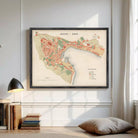 The image is a framed map of the city of Baku, Azerbaijan, showing the layout of the city and surrounding areas.