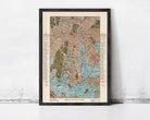 The image is a framed vintage map of Sydney, Australia, depicting the city's streets and landmarks.