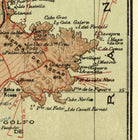 The image is a map of a region, showing various geographical features and locations. It includes islands, mountains, rivers, and other natural elements. The map is oriented with north at the top, and it appears to be a detailed and accurate representation of the area.