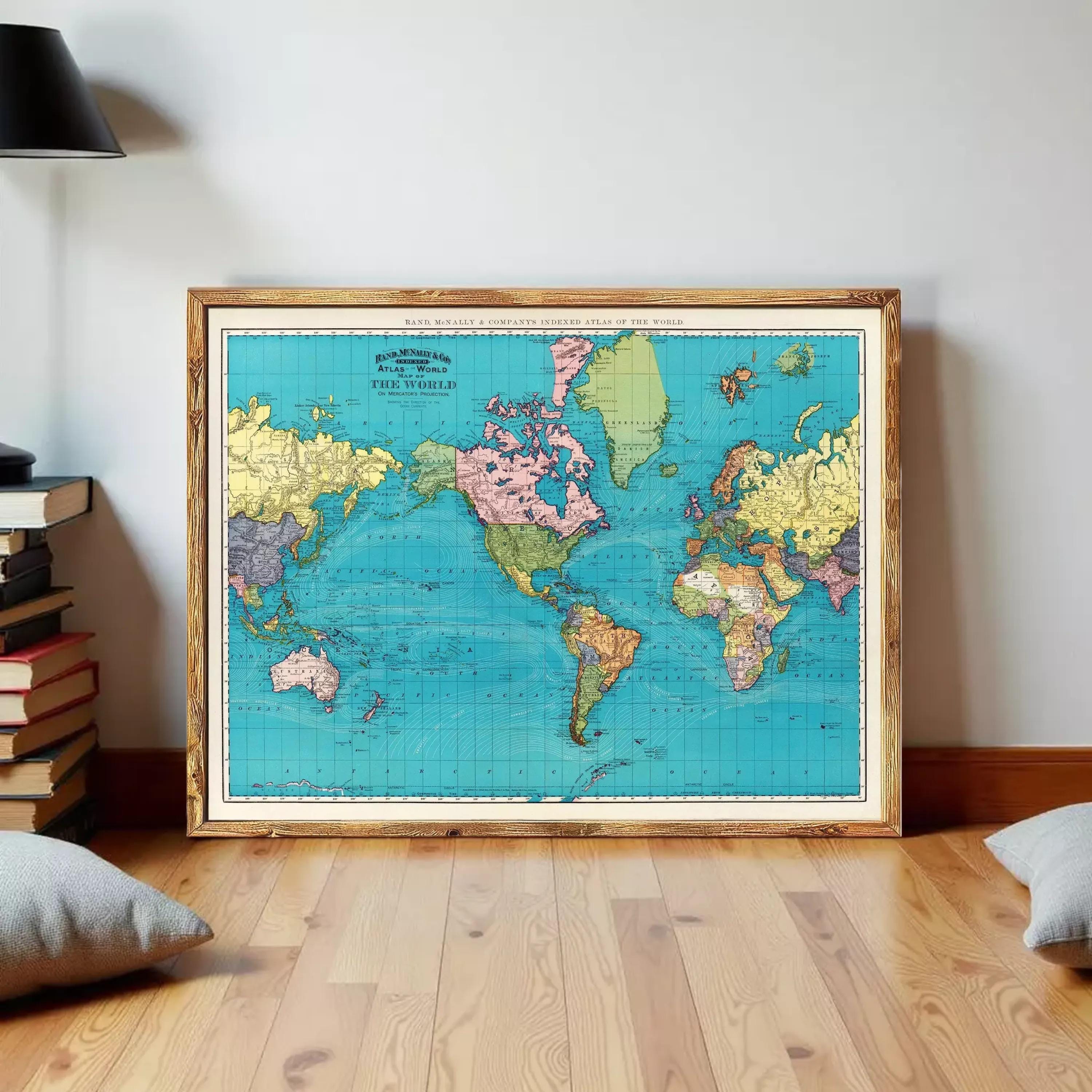 Old World Map 1897 Mercator Projection Vintage World Map | Vintage