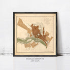 The image is a framed vintage map of the city of Richmond, Virginia, depicting the city's layout and surrounding areas.