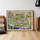 The image is a framed vintage map of the city of Quebec, Canada.