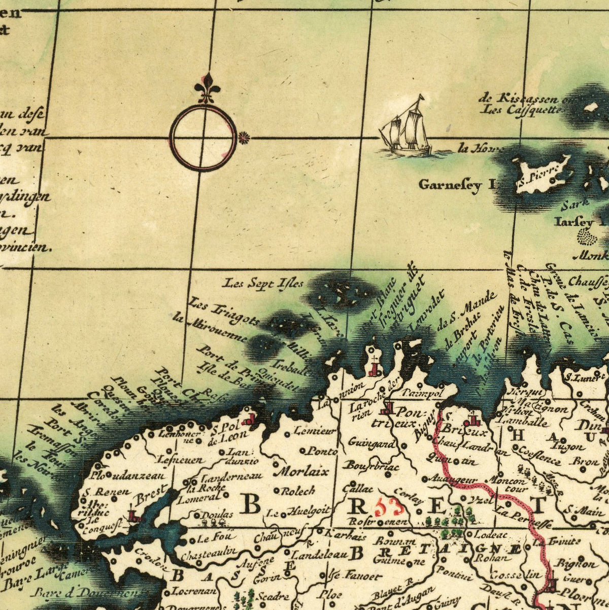 The image is a vintage map of the Caribbean region, showing various islands, coastlines, and geographical features.