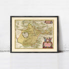 The image is a framed antique map of the Peruvian Andes, depicting the region's geographical layout and features.