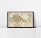 The image is a framed vintage map of Venice, Italy, depicting the city's layout and waterways.