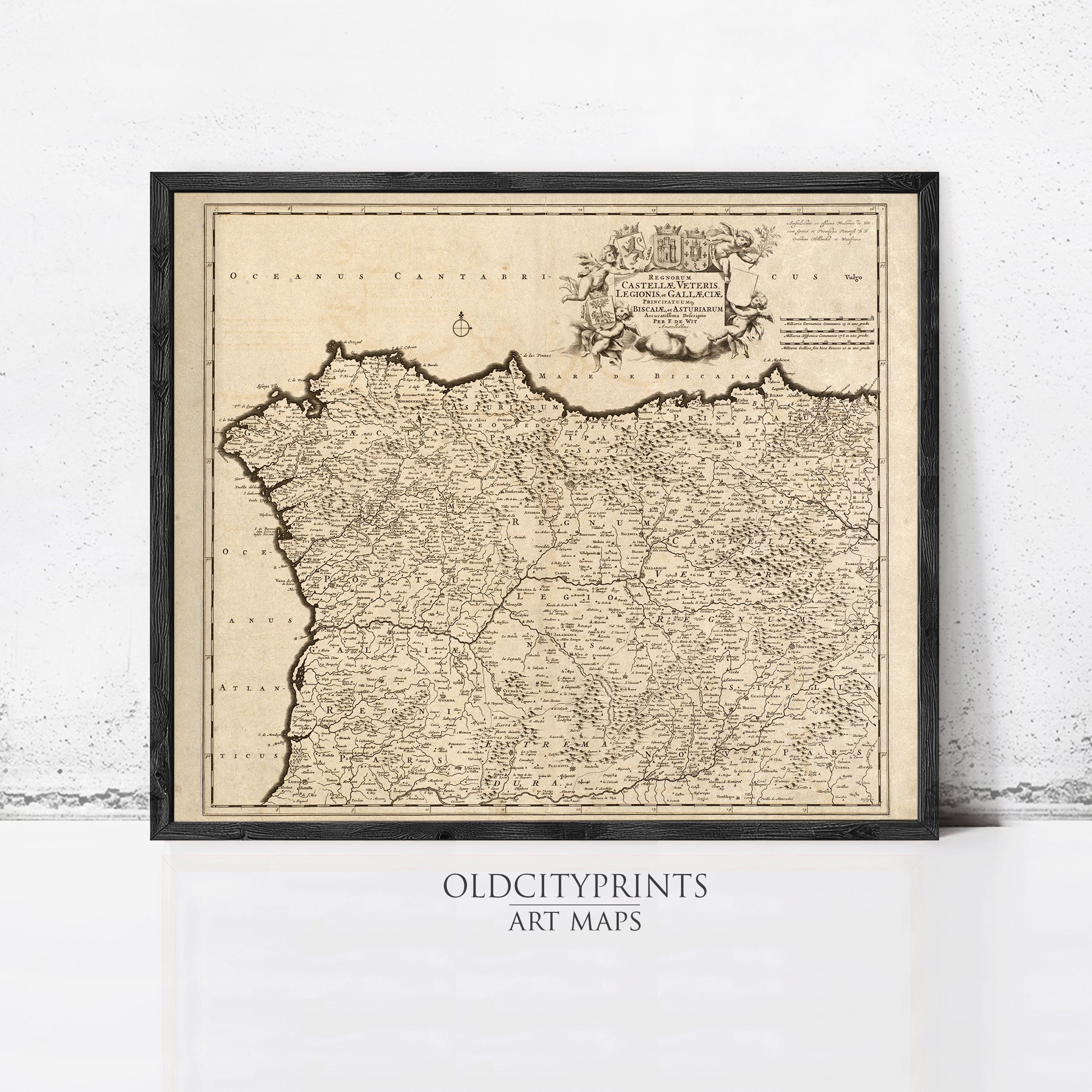 The image is a framed antique map of France, depicting the country's geographical layout and boundaries.