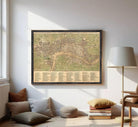 The image is a framed vintage map of London, England, depicting the city's layout and surrounding areas.