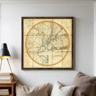 The image is a framed vintage map of the eastern United States and parts of Canada, depicting the region in a detailed and intricate manner.