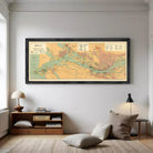 A framed map of the island of Riga, showing the geographical layout and surrounding areas.
