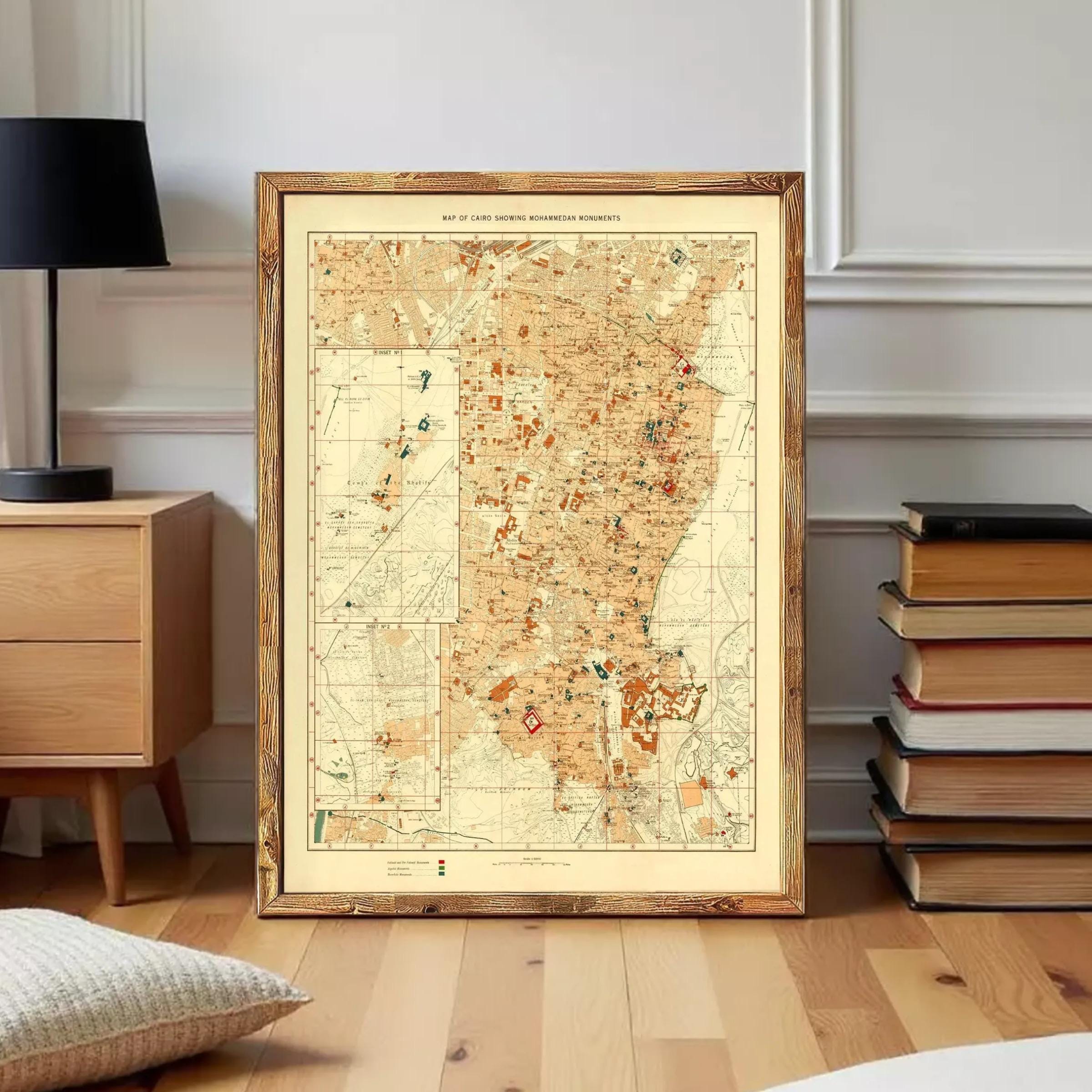 The image is a framed vintage map of a region, likely showing the distribution of a particular feature or landmark across the area.