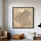 The image is a framed map of the Czech Republic, showing the country's geographical layout and boundaries.