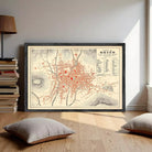 The image is a framed map of Quito, Ecuador, showing the city's streets and surrounding areas.