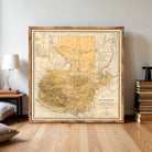 The image is a framed vintage map of Guatemala, depicting the country's geographical layout and boundaries.