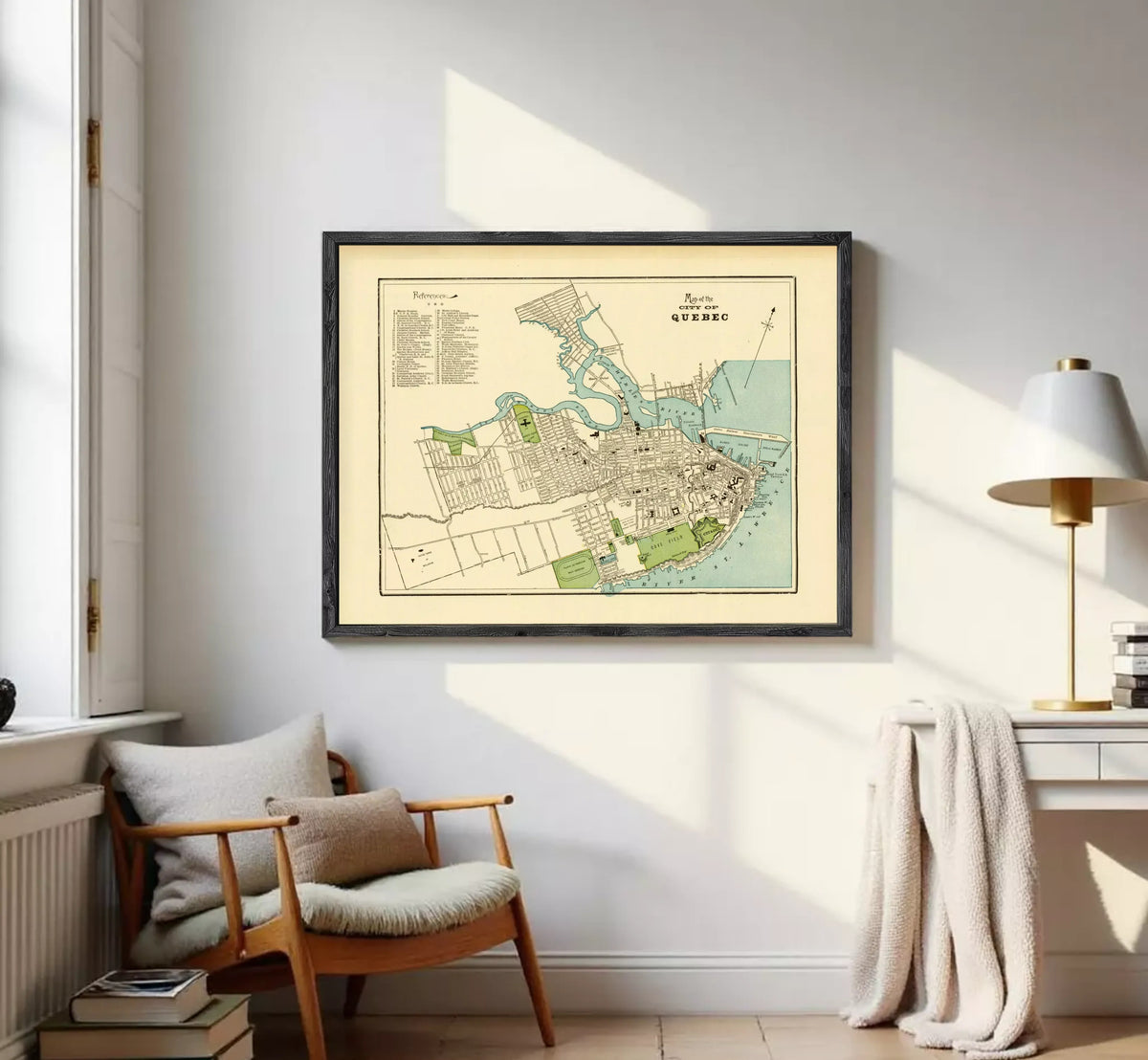 The image is a framed vintage map of the city of Montreal, Quebec, Canada.