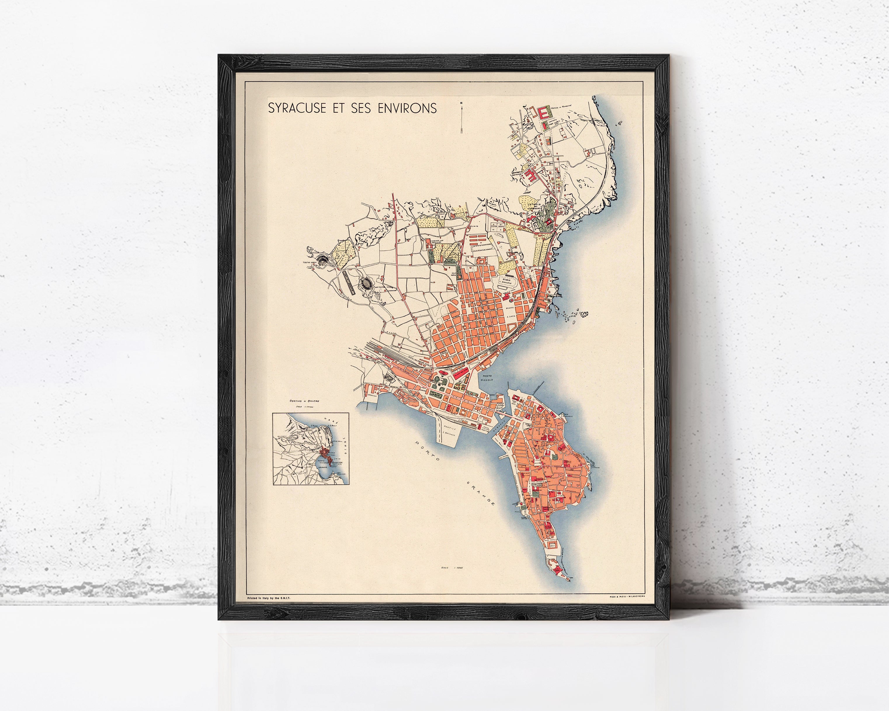 The image is a framed map of the city of Syracuse, New York, USA.