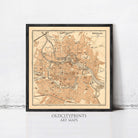 The image is a framed vintage map of Breslau, Germany, depicting the city's layout and surrounding areas.
