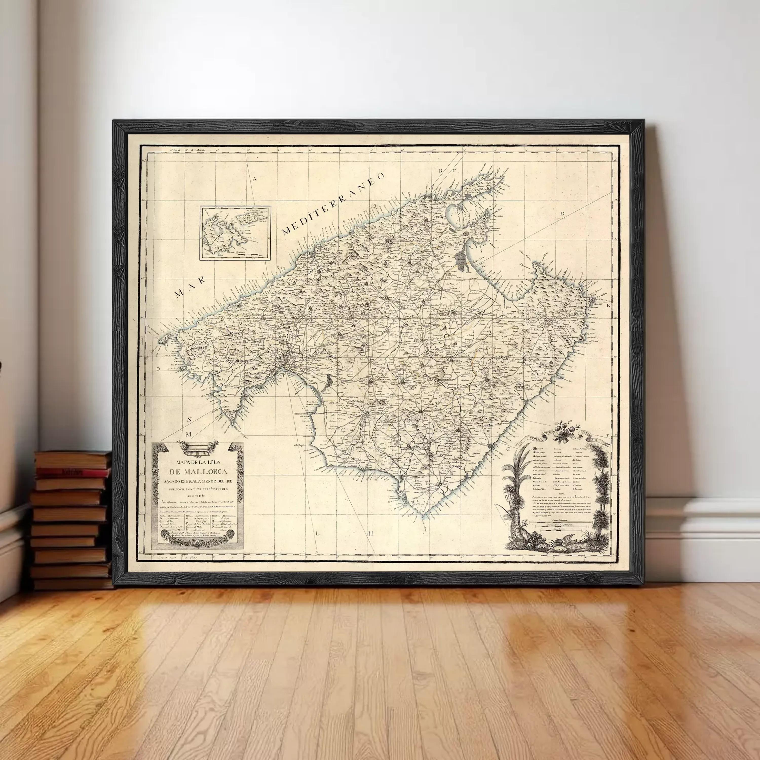 The image is a framed map of the Mediterranean region, depicting the area in detail.