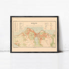 The image is a framed map of Reykjavik, Iceland, showing the city's layout and surrounding areas.