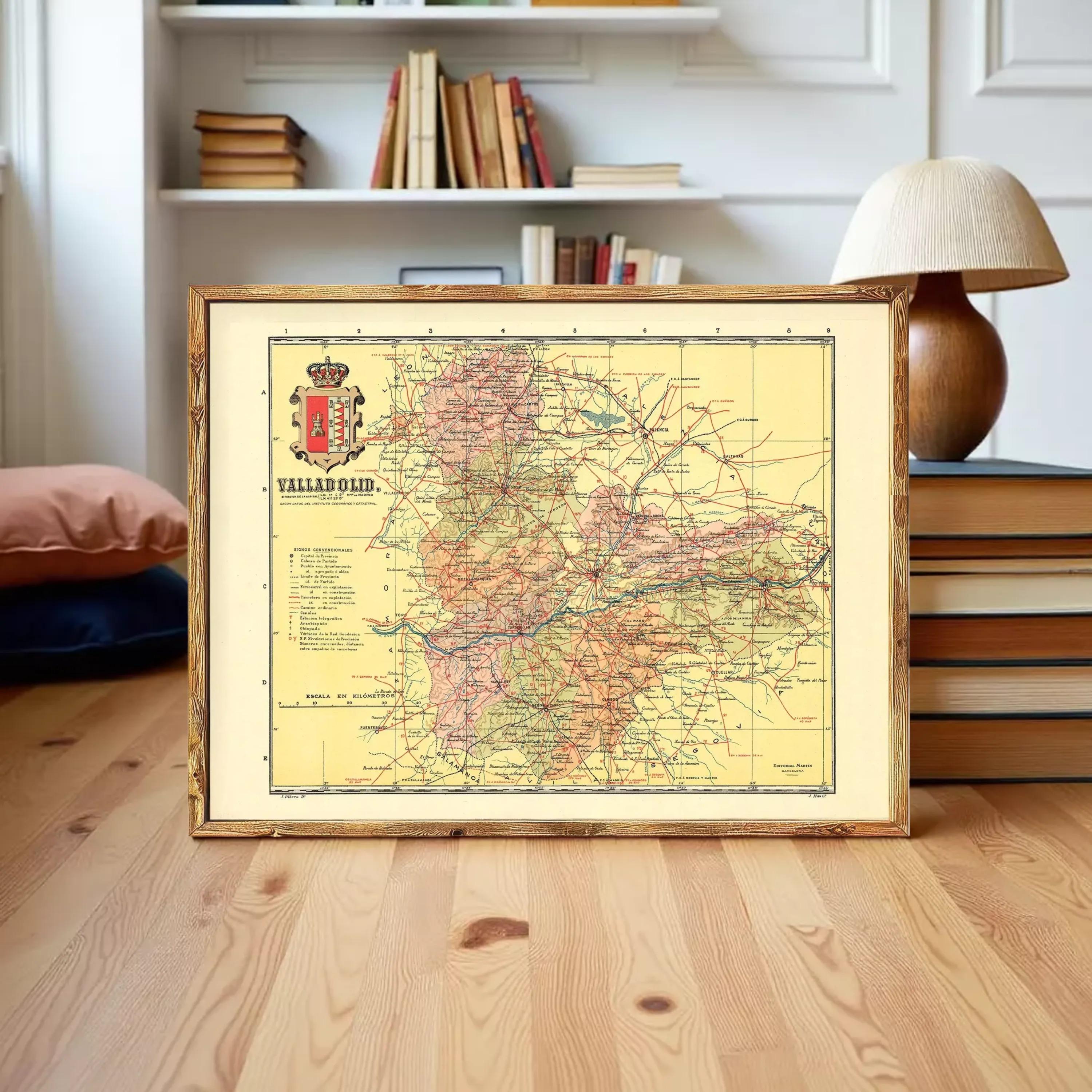 The image is a framed vintage map of the region of Vallldóid, showing various geographical features and locations.