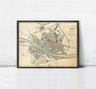 The image is a framed map of Florence, Italy, depicting the city's layout and surrounding areas.