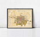 The image is a framed vintage map of Uppsala, Sweden, depicting the city's layout and surrounding areas.