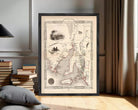 The image is a framed vintage map of the South Australia region, featuring detailed illustrations and geographical information.