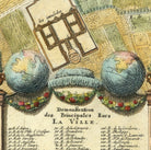 The image is a historical map of France, depicting a palace and a globe. It includes a detailed illustration of the palace and a detailed illustration of the globe. The text at the bottom of the image reads " demonstration des Principales Rues la Ville."