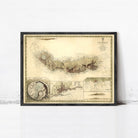 The image is a framed vintage map of San Miguel, showing a detailed illustration of the island's landscape and surrounding areas.