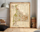 The image is a framed vintage map of Istanbul, Turkey, depicting the city's streets and landmarks.