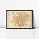 The image is a framed map of the city of Montgomery, Alabama, with a black border and a beige background.
