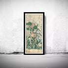 A framed map of a city or region, with various landmarks and geographical features depicted.