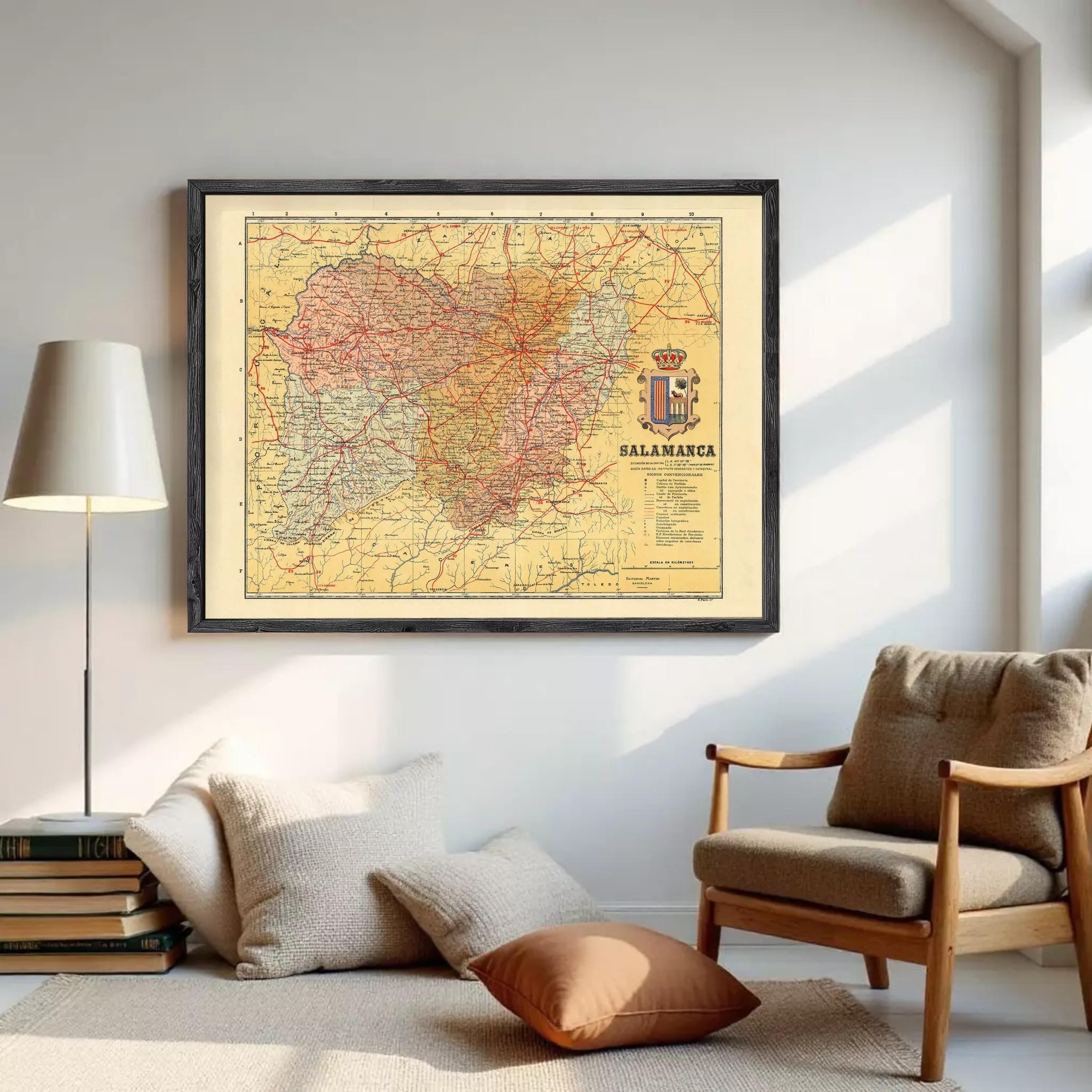 The image is a framed vintage map of the region of Galicia, Spain, with the name "Galicia" prominently displayed.