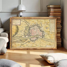 The image is a framed map of the city of Würzburg, Germany, which is a historical map depicting the city and its surrounding areas.