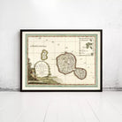 The image is a framed antique map of the island of Isola De' Medici, showing the surrounding areas and geographical features.