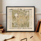 a framed map of Milan, Italy, with various landmarks and streets labeled.
