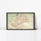 The image is a framed vintage map of Canton, depicting the city of Canton in a detailed and colorful manner.