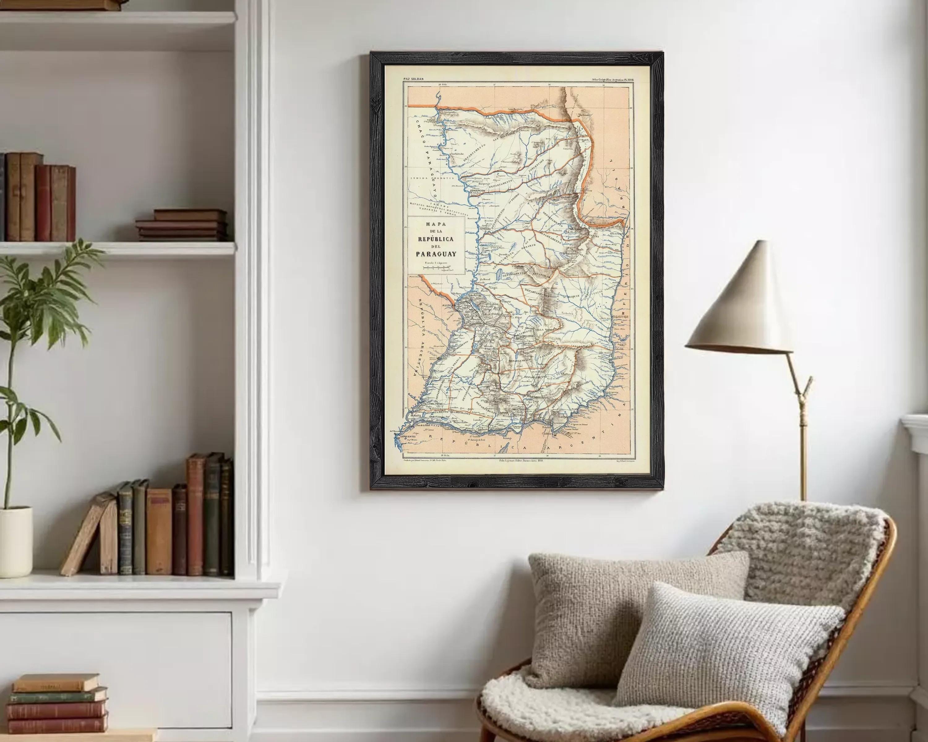 The image is a framed vintage map of the Republic of Panama.