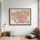 The image is a framed vintage map of Pittsburgh, Pennsylvania, United States.
