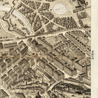 The image is a detailed map of a city, showing streets, buildings, and other urban features.