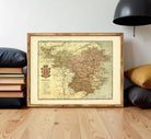 The image is a framed vintage map of the region of Gerona, showing various geographical features and locations.