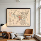 The image is a framed vintage map of the city of Porto, Portugal, depicting the city's layout and surrounding areas.